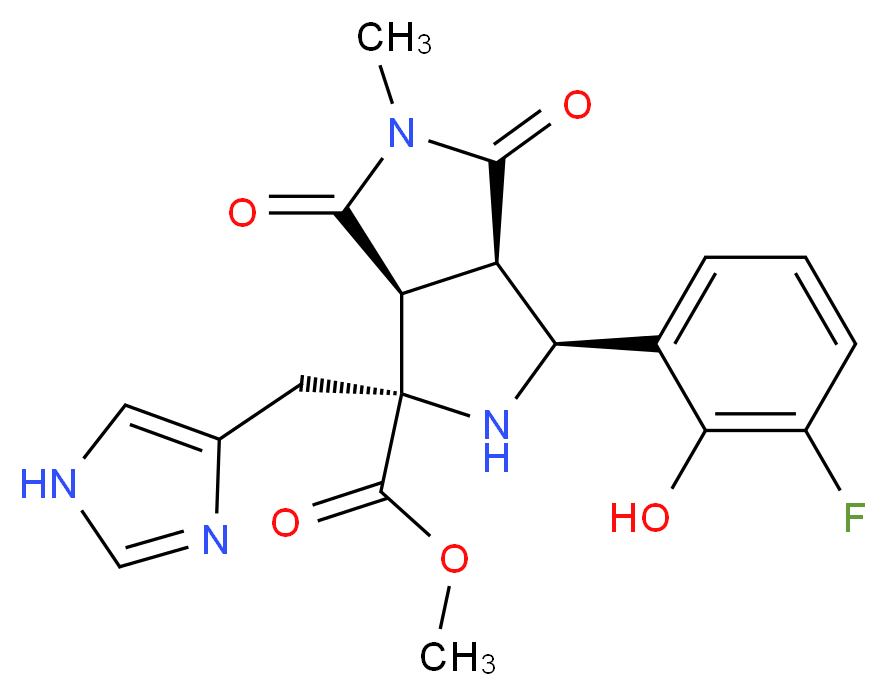 methyl (1R*,3S*,3aR*,6aS*)-3-(3-fluoro-2-hydroxyphenyl)-1-(1H-imidazol-4-ylmethyl)-5-methyl-4,6-dioxooctahydropyrrolo[3,4-c]pyrrole-1-carboxylate_分子结构_CAS_)