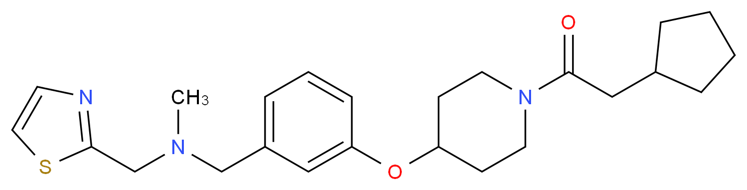 (3-{[1-(cyclopentylacetyl)-4-piperidinyl]oxy}benzyl)methyl(1,3-thiazol-2-ylmethyl)amine_分子结构_CAS_)