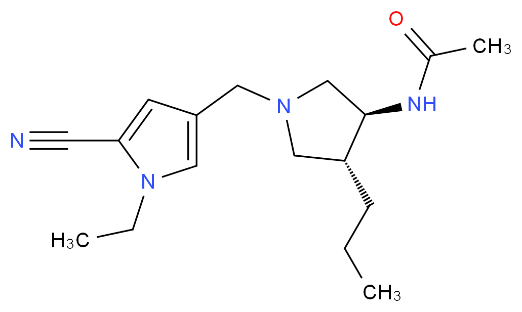 N-{(3S*,4R*)-1-[(5-cyano-1-ethyl-1H-pyrrol-3-yl)methyl]-4-propyl-3-pyrrolidinyl}acetamide_分子结构_CAS_)
