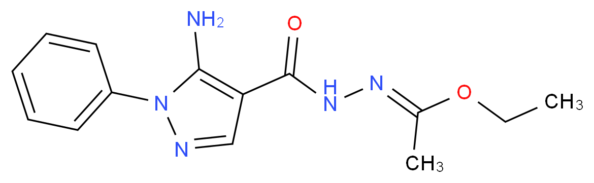 ethyl N-[(5-amino-1-phenyl-1H-pyrazol-4-yl)carbonyl]ethanehydrazonoate_分子结构_CAS_99347-10-1)
