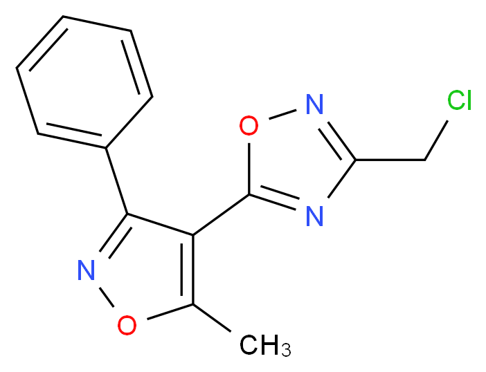 3-(chloromethyl)-5-(5-methyl-3-phenyl-1,2-oxazol-4-yl)-1,2,4-oxadiazole_分子结构_CAS_261349-42-2