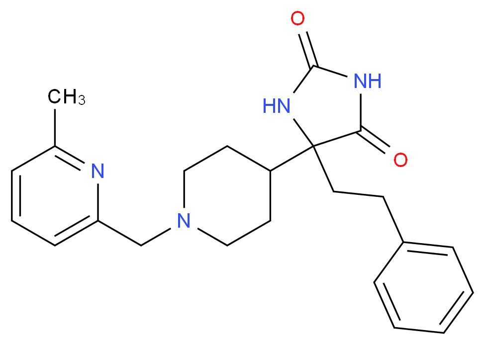 5-{1-[(6-methyl-2-pyridinyl)methyl]-4-piperidinyl}-5-(2-phenylethyl)-2,4-imidazolidinedione_分子结构_CAS_)