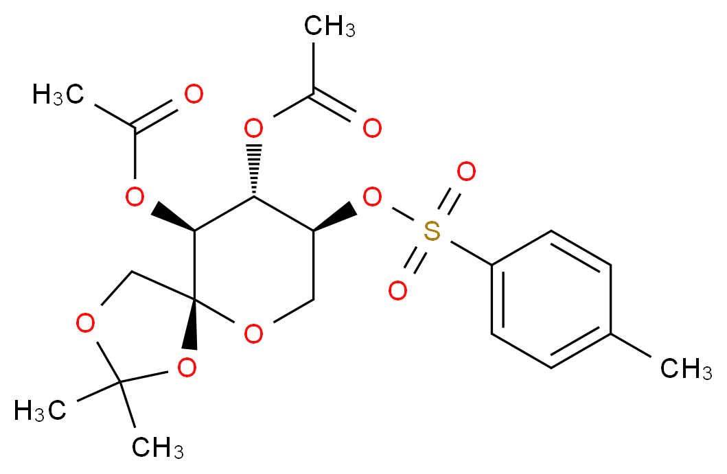 (5S,8S,9S,10S)-10-(acetyloxy)-2,2-dimethyl-8-[(4-methylbenzenesulfonyl)oxy]-1,3,6-trioxaspiro[4.5]decan-9-yl acetate_分子结构_CAS_35086-59-0