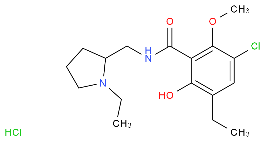 3-chloro-5-ethyl-N-[(1-ethylpyrrolidin-2-yl)methyl]-6-hydroxy-2-methoxybenzamide hydrochloride_分子结构_CAS_84226-12-0