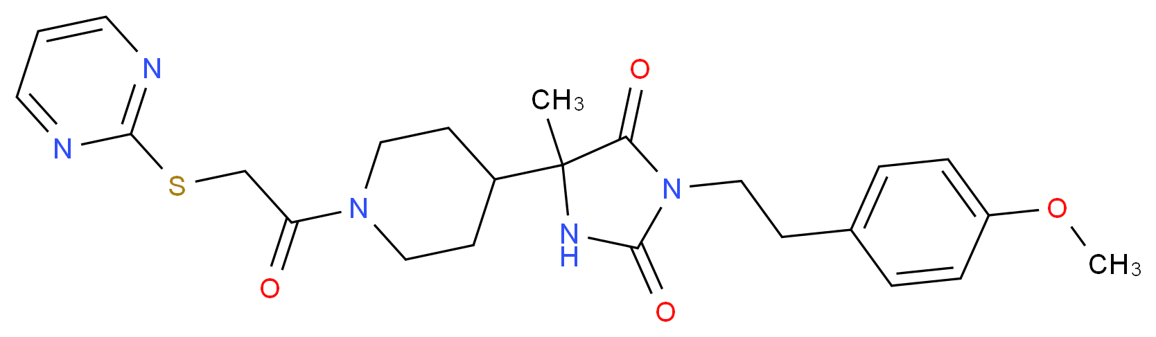 3-[2-(4-methoxyphenyl)ethyl]-5-methyl-5-{1-[(2-pyrimidinylthio)acetyl]-4-piperidinyl}-2,4-imidazolidinedione_分子结构_CAS_)