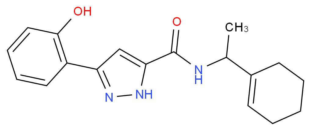 N-[1-(1-cyclohexen-1-yl)ethyl]-3-(2-hydroxyphenyl)-1H-pyrazole-5-carboxamide_分子结构_CAS_)