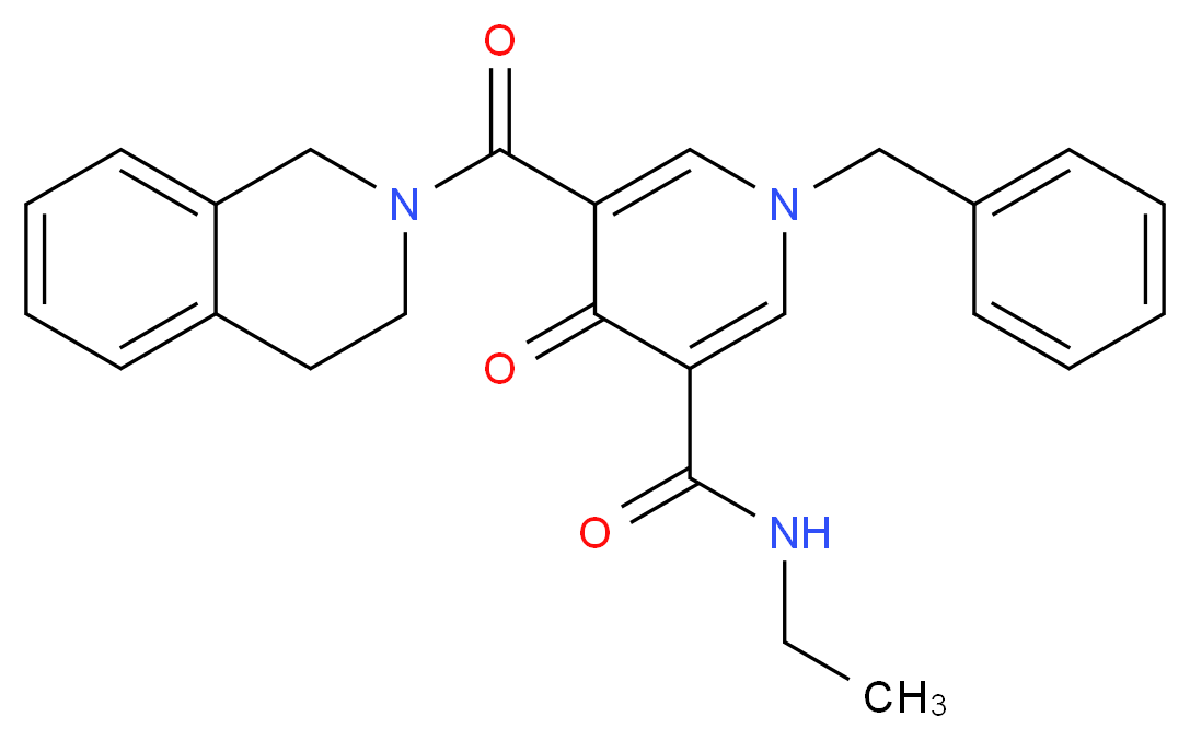 1-benzyl-5-(3,4-dihydro-2(1H)-isoquinolinylcarbonyl)-N-ethyl-4-oxo-1,4-dihydro-3-pyridinecarboxamide_分子结构_CAS_)