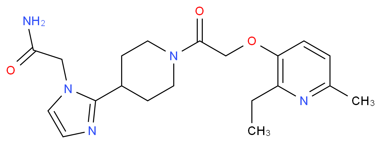 2-[2-(1-{[(2-ethyl-6-methylpyridin-3-yl)oxy]acetyl}piperidin-4-yl)-1H-imidazol-1-yl]acetamide_分子结构_CAS_)