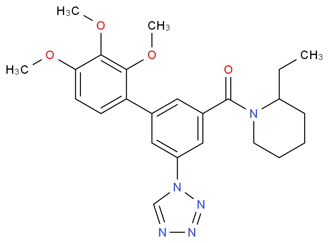 2-ethyl-1-{[2',3',4'-trimethoxy-5-(1H-tetrazol-1-yl)-3-biphenylyl]carbonyl}piperidine_分子结构_CAS_)