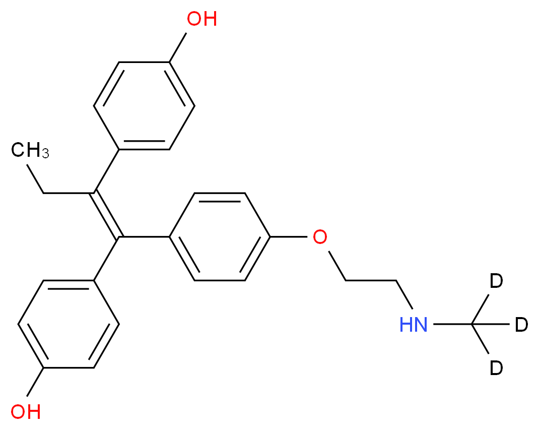 (E/Z)-4,4'-Dihydroxy-N-desmethyl Tamoxifen-d3_分子结构_CAS_1246832-93-8)