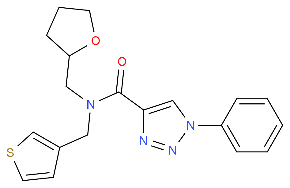1-phenyl-N-(tetrahydro-2-furanylmethyl)-N-(3-thienylmethyl)-1H-1,2,3-triazole-4-carboxamide_分子结构_CAS_)