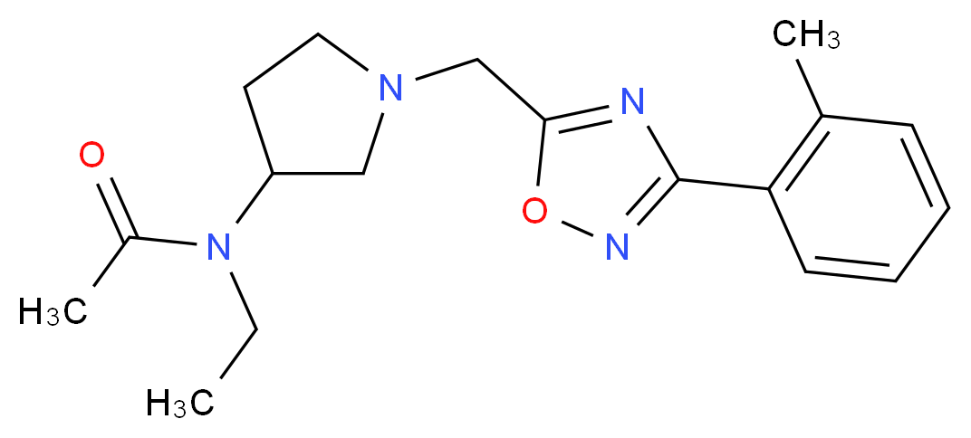 N-ethyl-N-(1-{[3-(2-methylphenyl)-1,2,4-oxadiazol-5-yl]methyl}pyrrolidin-3-yl)acetamide_分子结构_CAS_)
