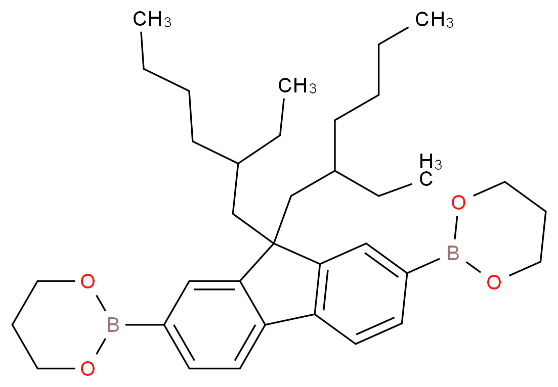 2-[7-(1,3,2-dioxaborinan-2-yl)-9,9-bis(2-ethylhexyl)-9H-fluoren-2-yl]-1,3,2-dioxaborinane_分子结构_CAS_344782-49-6