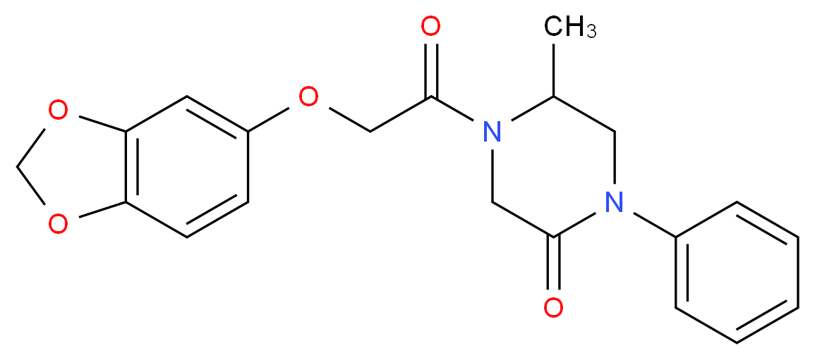 4-[(1,3-benzodioxol-5-yloxy)acetyl]-5-methyl-1-phenyl-2-piperazinone_分子结构_CAS_)