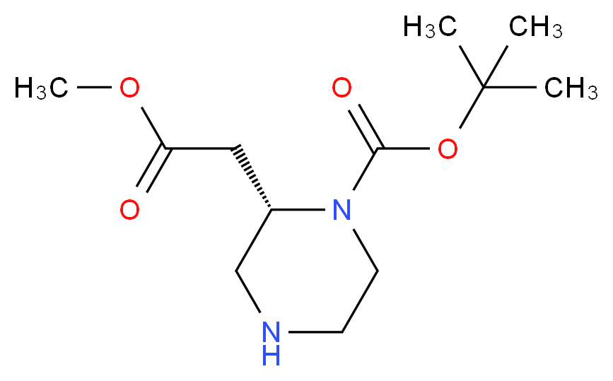 (S)-tert-Butyl 2-(2-Methoxy-2-oxoethyl)piperazine-1-carboxylate_分子结构_CAS_1262892-01-2)