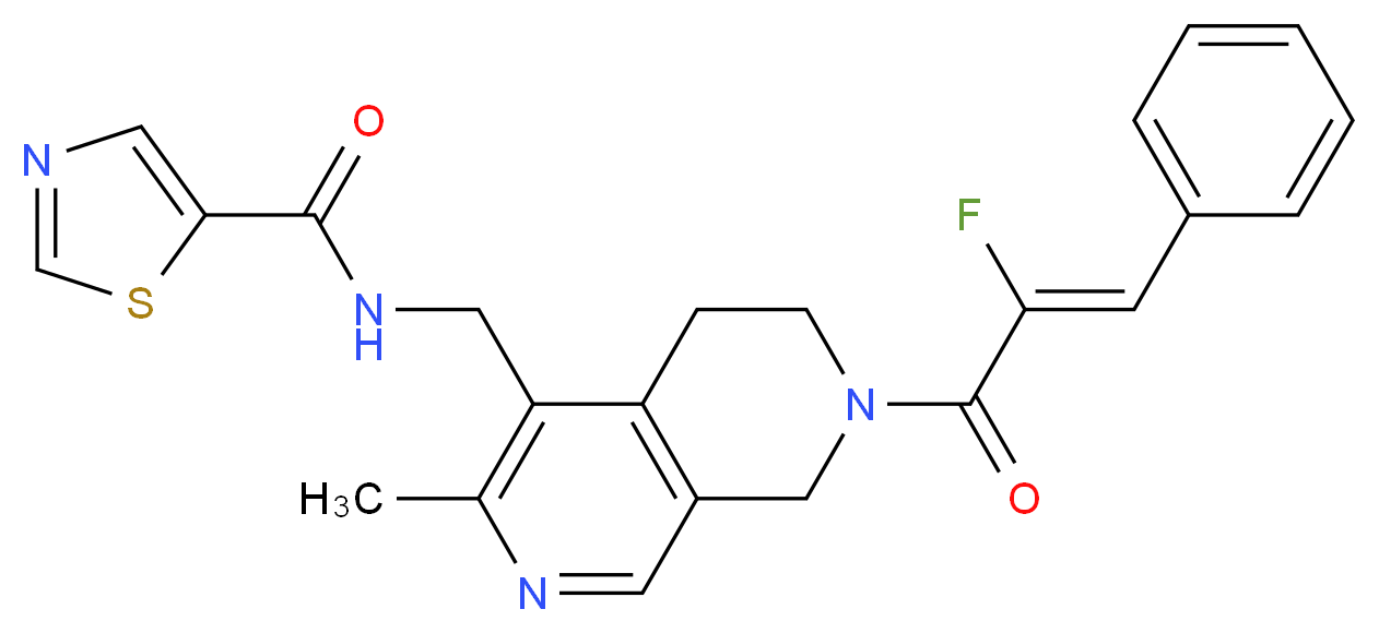 N-({7-[(2Z)-2-fluoro-3-phenyl-2-propenoyl]-3-methyl-5,6,7,8-tetrahydro-2,7-naphthyridin-4-yl}methyl)-1,3-thiazole-5-carboxamide_分子结构_CAS_)