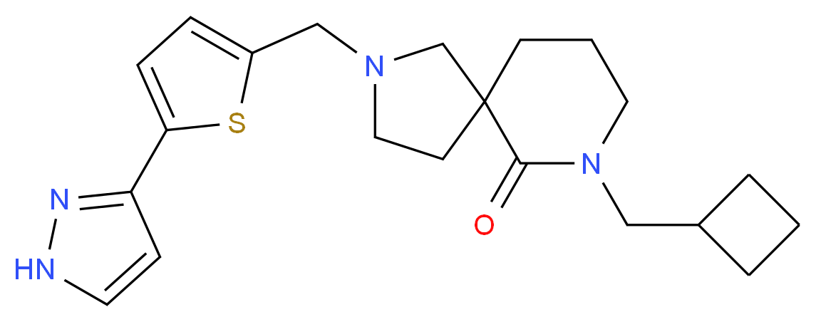 7-(cyclobutylmethyl)-2-{[5-(1H-pyrazol-3-yl)-2-thienyl]methyl}-2,7-diazaspiro[4.5]decan-6-one_分子结构_CAS_)