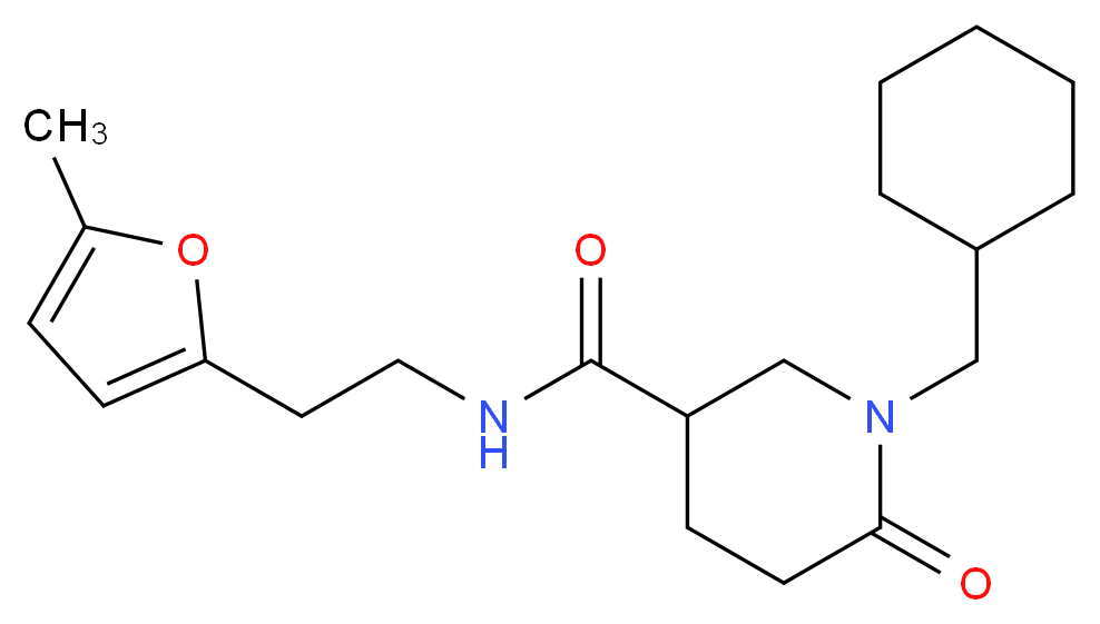 1-(cyclohexylmethyl)-N-[2-(5-methyl-2-furyl)ethyl]-6-oxo-3-piperidinecarboxamide_分子结构_CAS_)