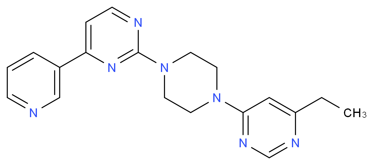 2-[4-(6-ethyl-4-pyrimidinyl)-1-piperazinyl]-4-(3-pyridinyl)pyrimidine_分子结构_CAS_)
