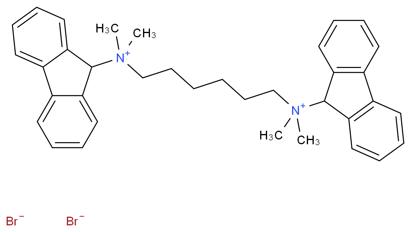 N-{6-[(9H-fluoren-9-yl)dimethylazaniumyl]hexyl}-N,N-dimethyl-9H-fluoren-9-aminium dibromide_分子结构_CAS_317-52-2