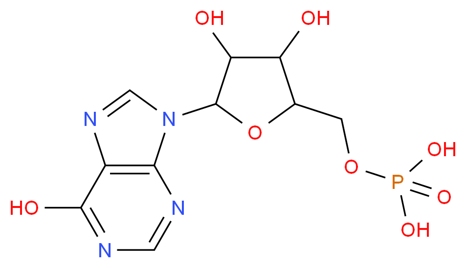 {[3,4-dihydroxy-5-(6-hydroxy-9H-purin-9-yl)oxolan-2-yl]methoxy}phosphonic acid_分子结构_CAS_4691-65-0