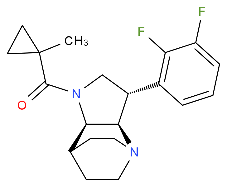 (2R*,3S*,6R*)-3-(2,3-difluorophenyl)-5-[(1-methylcyclopropyl)carbonyl]-1,5-diazatricyclo[5.2.2.0~2,6~]undecane_分子结构_CAS_)