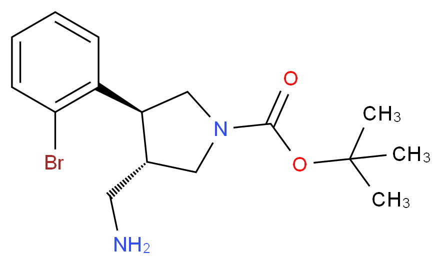 (3S,4S)-tert-butyl 3-(aminomethyl)-4-(2-bromophenyl)pyrrolidine-1-carboxylate_分子结构_CAS_1260616-66-7)