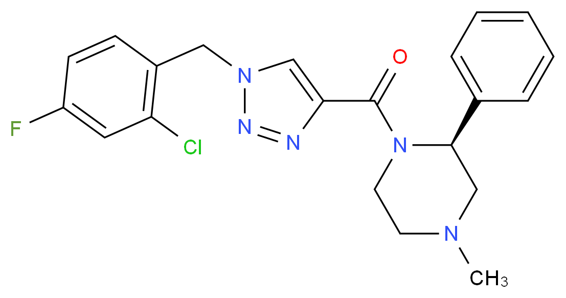 (2S)-1-{[1-(2-chloro-4-fluorobenzyl)-1H-1,2,3-triazol-4-yl]carbonyl}-4-methyl-2-phenylpiperazine_分子结构_CAS_)