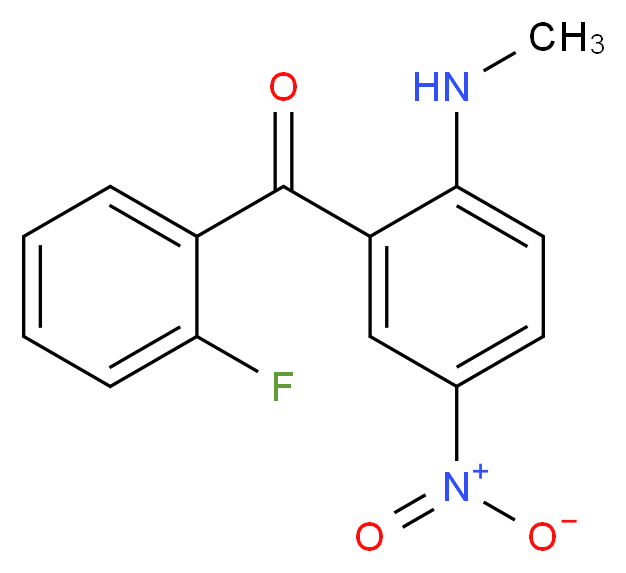 (2-Fluorophenyl)(2-(methylamino)-5-nitrophenyl)methanone_分子结构_CAS_735-06-8)