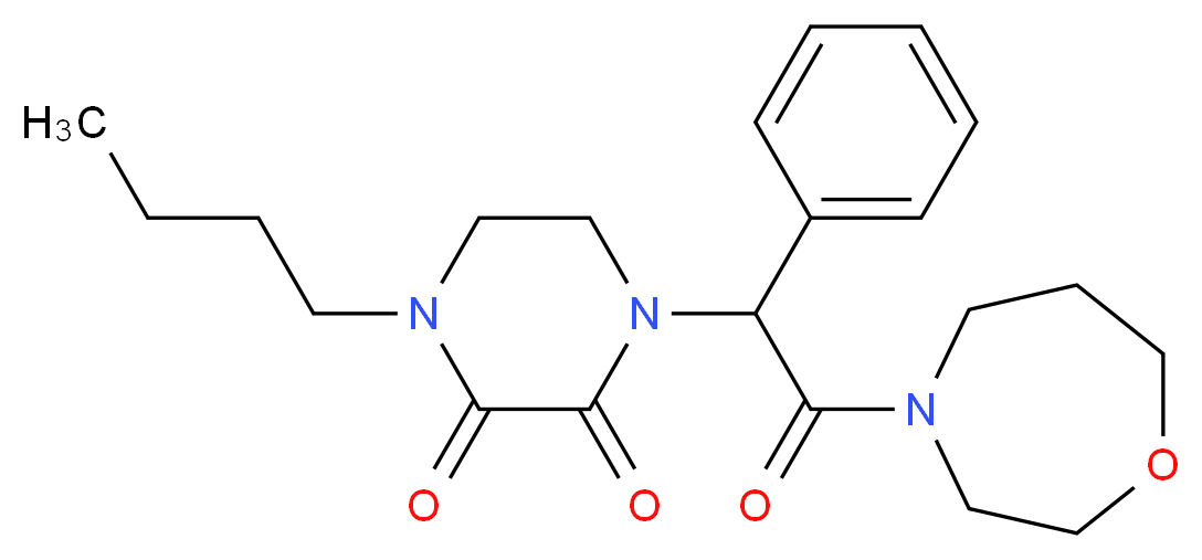1-butyl-4-[2-(1,4-oxazepan-4-yl)-2-oxo-1-phenylethyl]piperazine-2,3-dione_分子结构_CAS_)