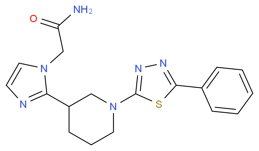 2-{2-[1-(5-phenyl-1,3,4-thiadiazol-2-yl)-3-piperidinyl]-1H-imidazol-1-yl}acetamide_分子结构_CAS_)