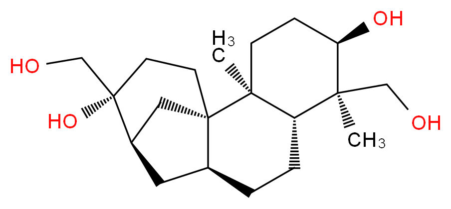 (1S,2S,5R,6R,7R,10S,12R,13R)-6,13-bis(hydroxymethyl)-2,6-dimethyltetracyclo[10.3.1.0<sup>1</sup>,<sup>1</sup><sup>0</sup>.0<sup>2</sup>,<sup>7</sup>]hexadecane-5,13-diol_分子结构_CAS_38966-21-1