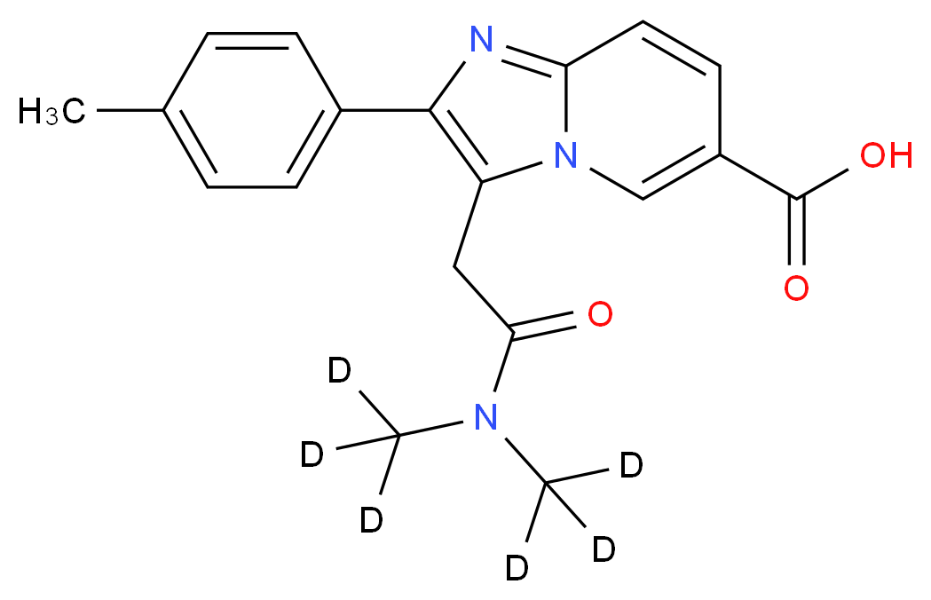 3-{[bis(<sup>2</sup>H<sub>3</sub>)methylcarbamoyl]methyl}-2-(4-methylphenyl)imidazo[1,2-a]pyridine-6-carboxylic acid_分子结构_CAS_1190014-62-0