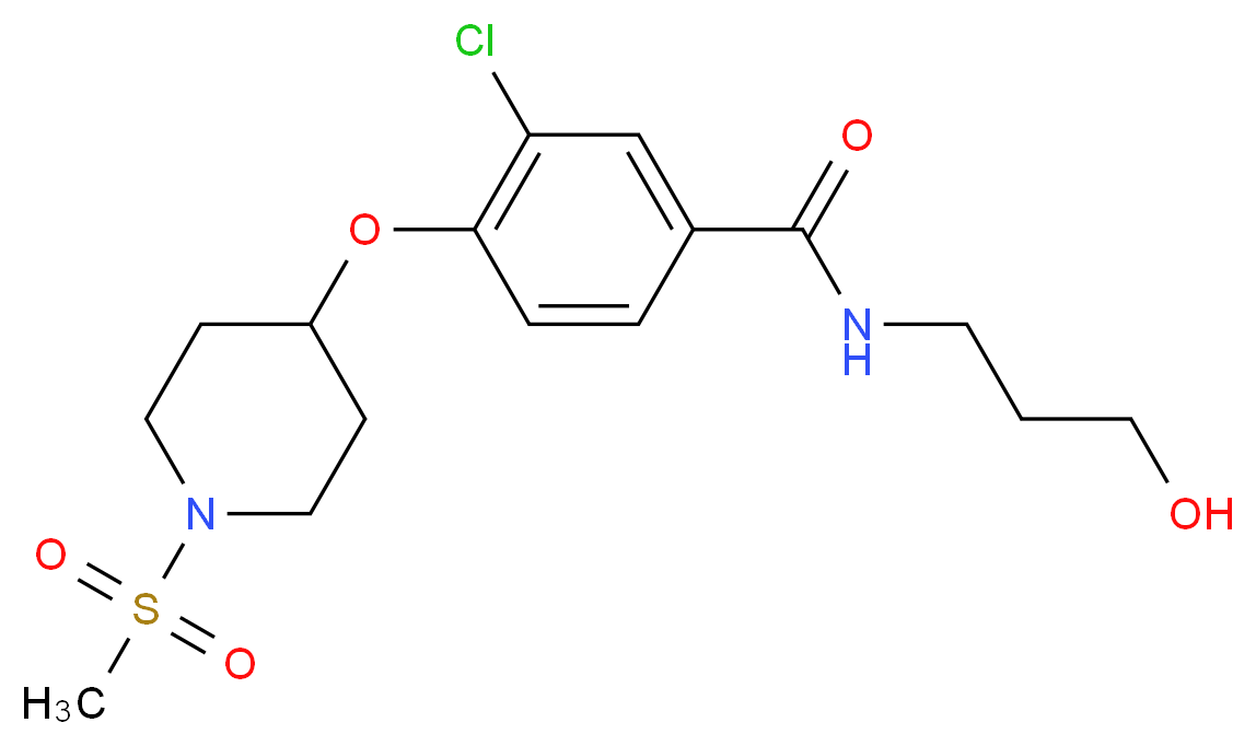 3-chloro-N-(3-hydroxypropyl)-4-{[1-(methylsulfonyl)piperidin-4-yl]oxy}benzamide_分子结构_CAS_)