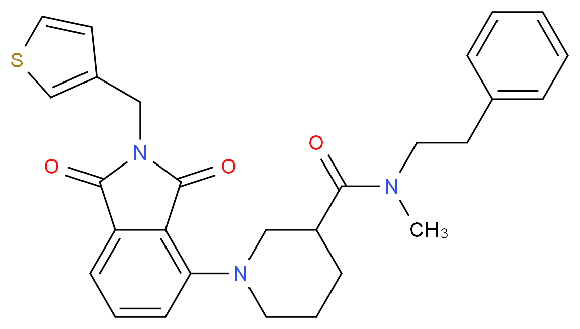 1-[1,3-dioxo-2-(3-thienylmethyl)-2,3-dihydro-1H-isoindol-4-yl]-N-methyl-N-(2-phenylethyl)-3-piperidinecarboxamide_分子结构_CAS_)