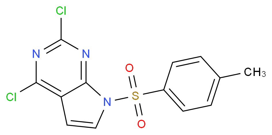 2,4-dichloro-7-(4-methylbenzenesulfonyl)-7H-pyrrolo[2,3-d]pyrimidine_分子结构_CAS_934524-10-4