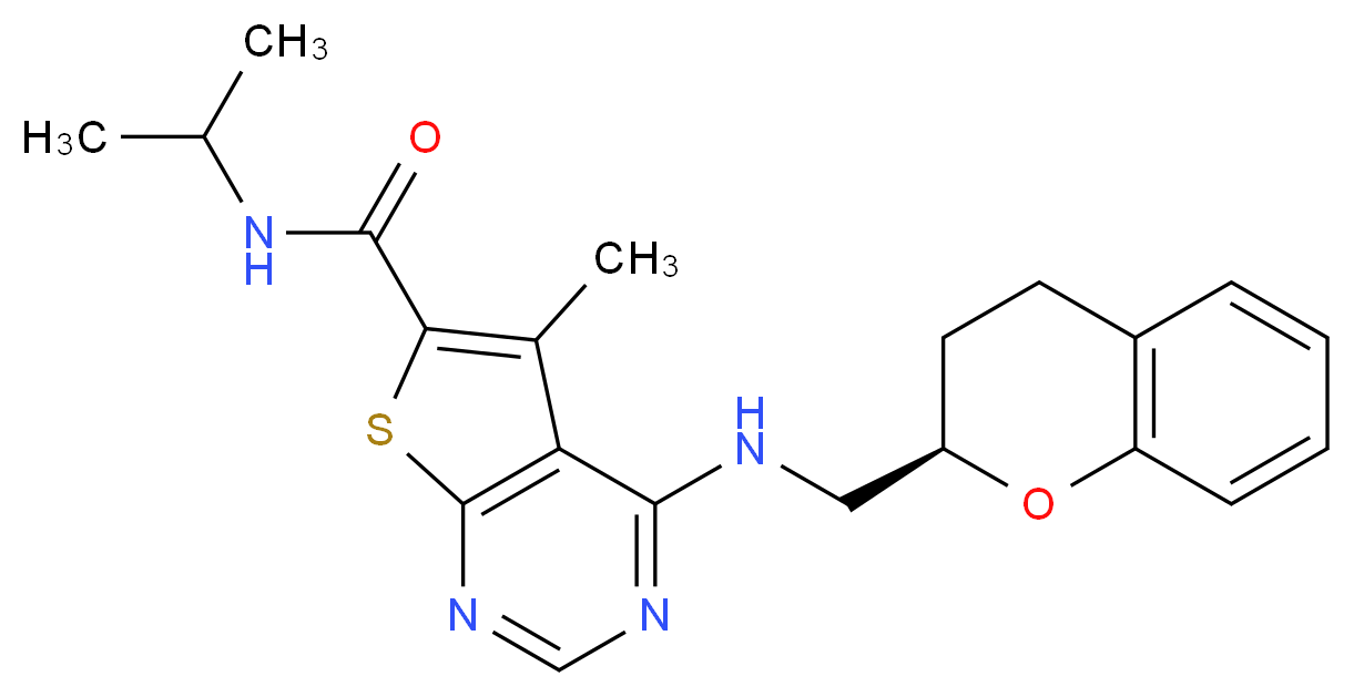 4-{[(2R)-3,4-dihydro-2H-chromen-2-ylmethyl]amino}-N-isopropyl-5-methylthieno[2,3-d]pyrimidine-6-carboxamide_分子结构_CAS_)
