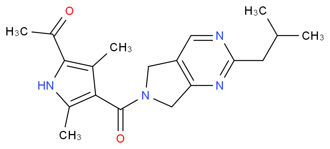 1-{4-[(2-isobutyl-5,7-dihydro-6H-pyrrolo[3,4-d]pyrimidin-6-yl)carbonyl]-3,5-dimethyl-1H-pyrrol-2-yl}ethanone_分子结构_CAS_)