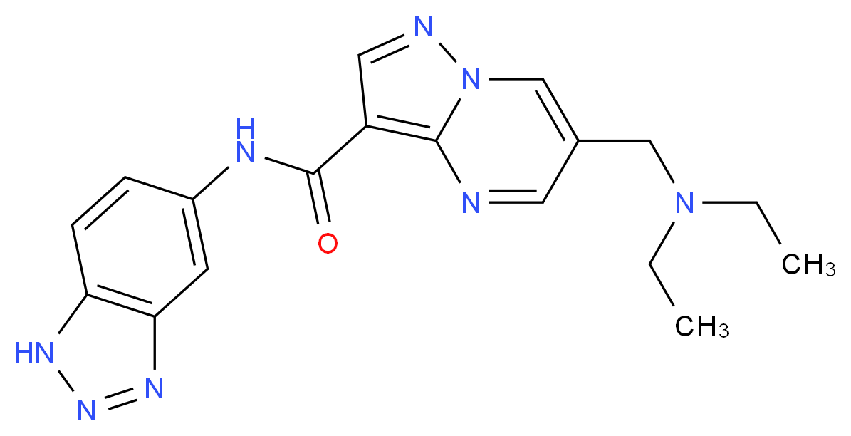 N-1H-1,2,3-benzotriazol-5-yl-6-[(diethylamino)methyl]pyrazolo[1,5-a]pyrimidine-3-carboxamide_分子结构_CAS_)