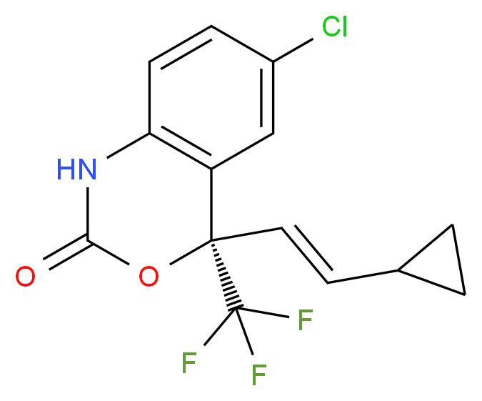 (4R)-6-chloro-4-[(E)-2-cyclopropylethenyl]-4-(trifluoromethyl)-2,4-dihydro-1H-3,1-benzoxazin-2-one_分子结构_CAS_440124-96-9