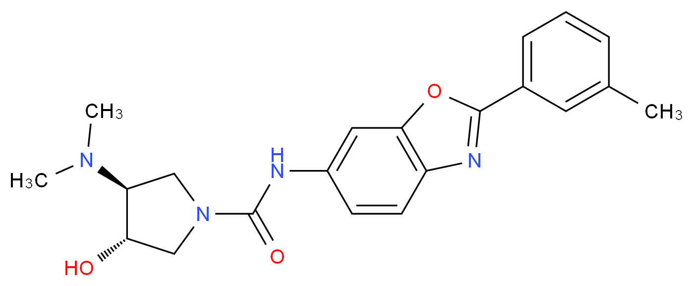 (3S*,4S*)-3-(dimethylamino)-4-hydroxy-N-[2-(3-methylphenyl)-1,3-benzoxazol-6-yl]pyrrolidine-1-carboxamide_分子结构_CAS_)