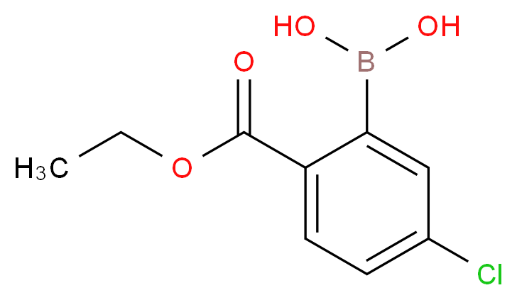 5-氯-2-(乙氧基羰基)苯硼酸_分子结构_CAS_871329-55-4)