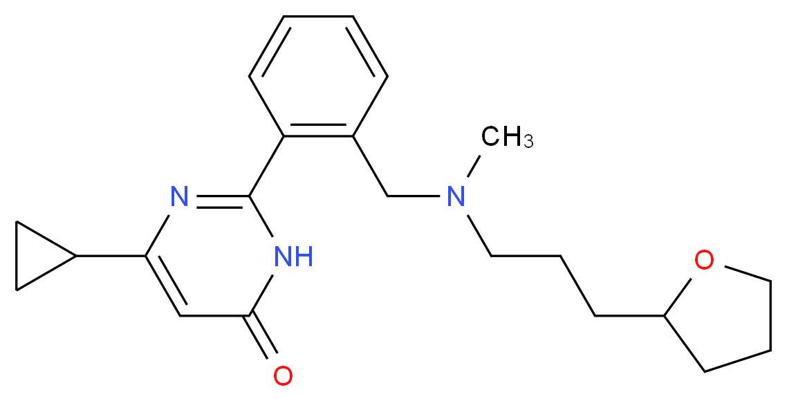 6-cyclopropyl-2-[2-({methyl[3-(tetrahydrofuran-2-yl)propyl]amino}methyl)phenyl]pyrimidin-4(3H)-one_分子结构_CAS_)