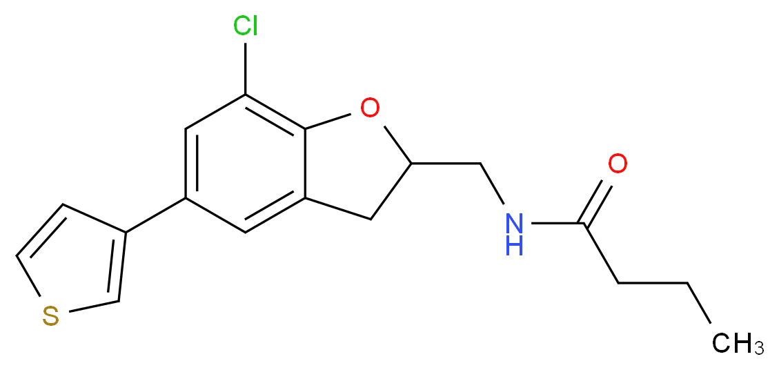 N-{[7-chloro-5-(3-thienyl)-2,3-dihydro-1-benzofuran-2-yl]methyl}butanamide_分子结构_CAS_)