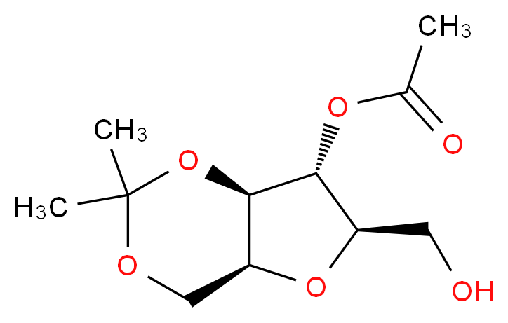 (4aS,6R,7R,7aR)-6-(hydroxymethyl)-2,2-dimethyl-hexahydrofuro[3,2-d][1,3]dioxin-7-yl acetate_分子结构_CAS_70128-28-8