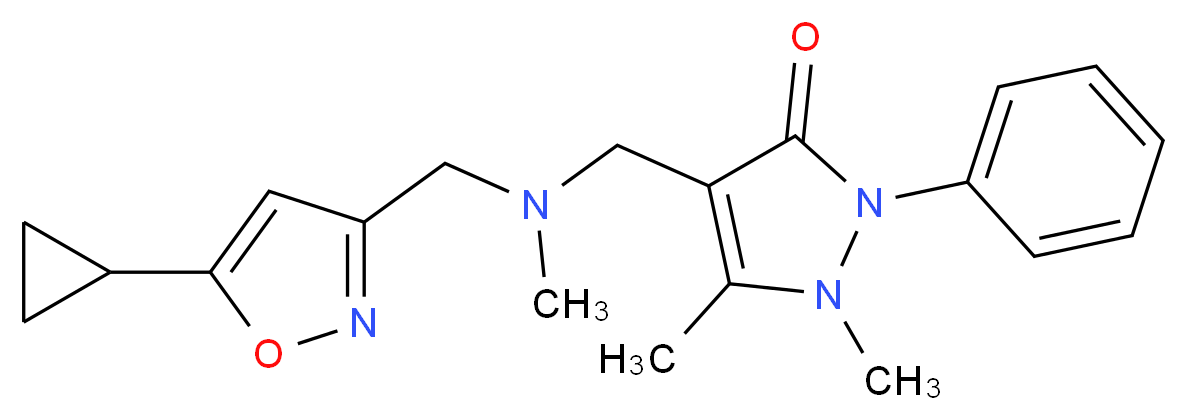 4-{[[(5-cyclopropylisoxazol-3-yl)methyl](methyl)amino]methyl}-1,5-dimethyl-2-phenyl-1,2-dihydro-3H-pyrazol-3-one_分子结构_CAS_)