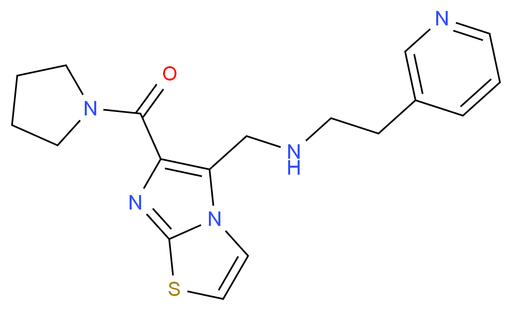 2-(3-pyridinyl)-N-{[6-(1-pyrrolidinylcarbonyl)imidazo[2,1-b][1,3]thiazol-5-yl]methyl}ethanamine_分子结构_CAS_)