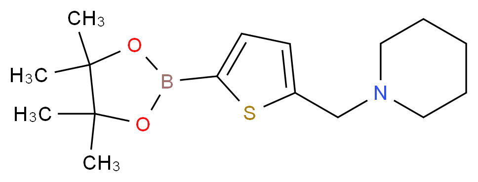 1-{[5-(tetramethyl-1,3,2-dioxaborolan-2-yl)thiophen-2-yl]methyl}piperidine_分子结构_CAS_1218790-44-3