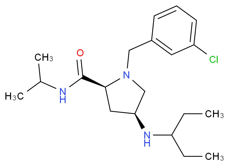 (4S)-1-(3-chlorobenzyl)-4-[(1-ethylpropyl)amino]-N-isopropyl-L-prolinamide_分子结构_CAS_)
