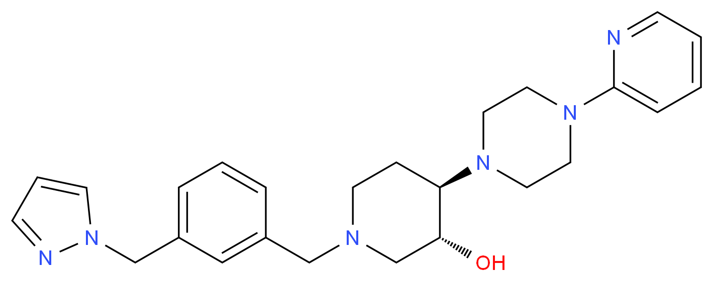 (3R*,4R*)-1-[3-(1H-pyrazol-1-ylmethyl)benzyl]-4-[4-(2-pyridinyl)-1-piperazinyl]-3-piperidinol_分子结构_CAS_)